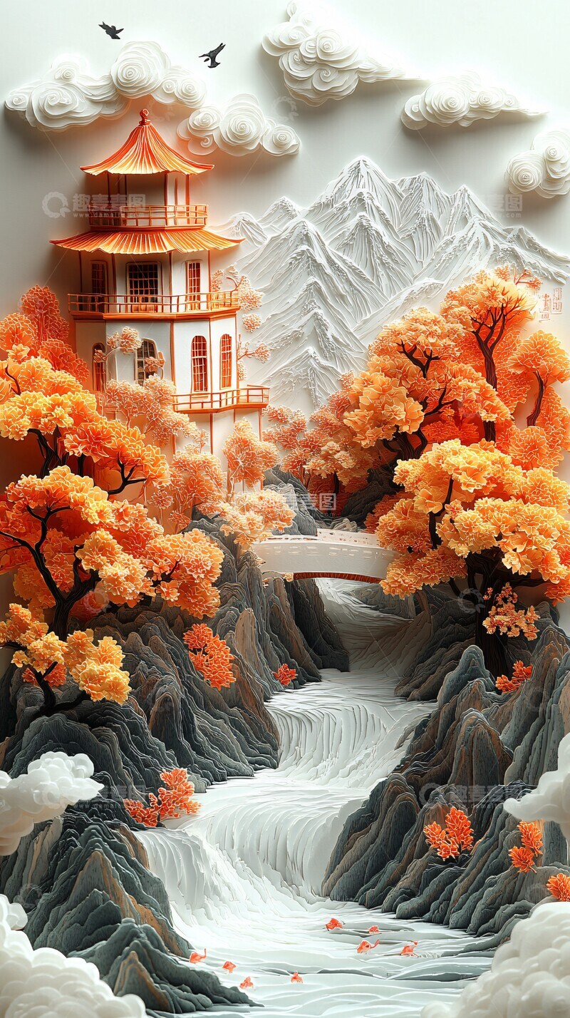 高清大图下载【趣麦麦图】太极八卦山水云屋1