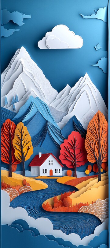 纸艺山水纸艺山水树木2