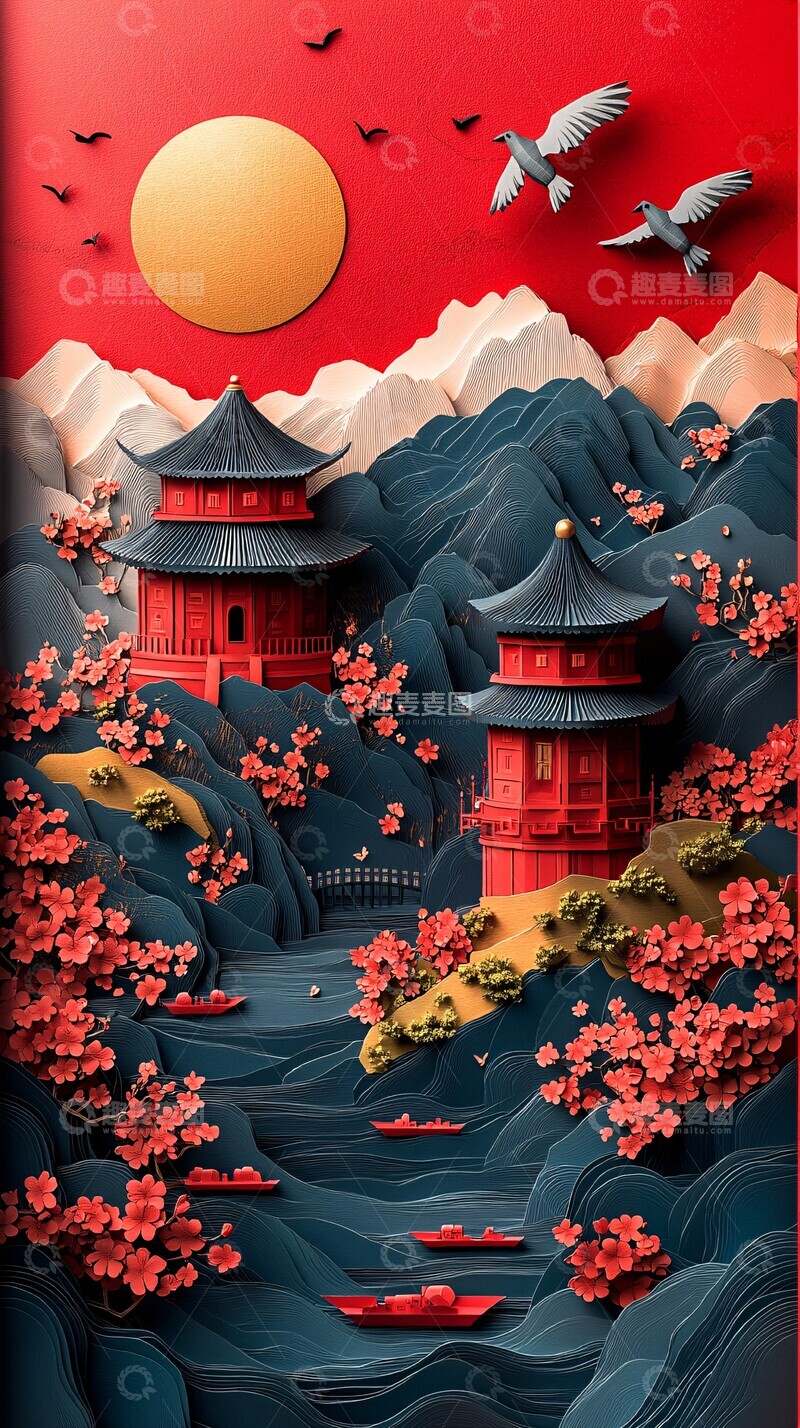 高清大图下载【趣麦麦图】古代春景红包袋2