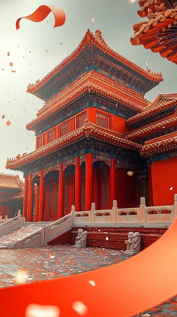 红色卷轴与金色宫殿