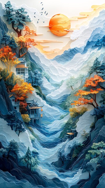 清晨阳光剪纸图2