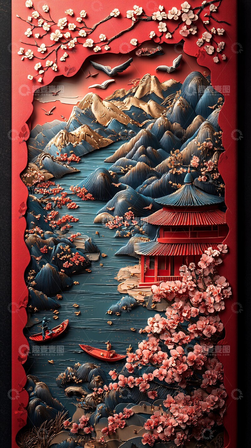 高清大图下载【趣麦麦图】古代春景红包袋1