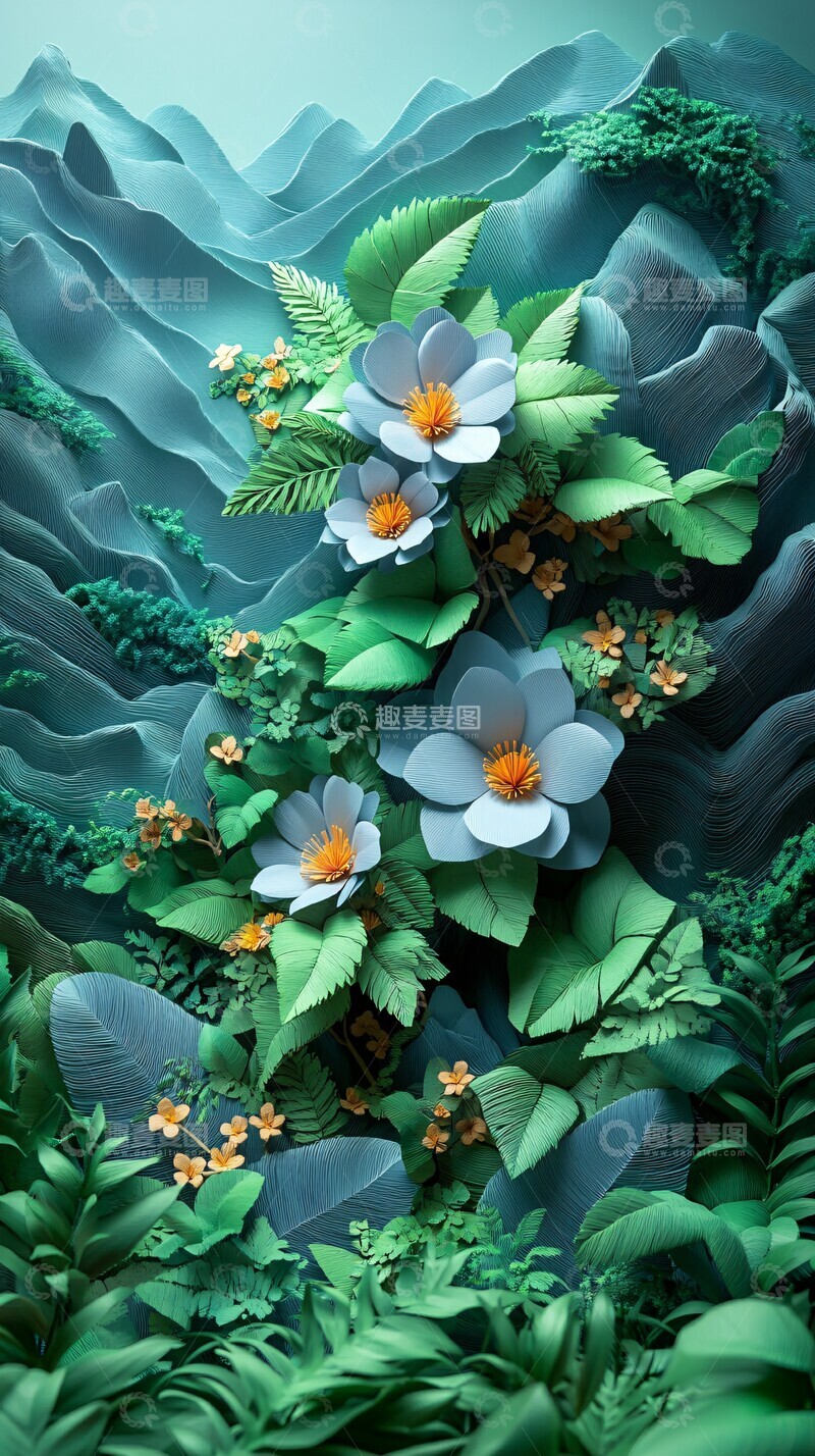 高清大图下载【趣麦麦图】夏日纸艺多维剪纸3