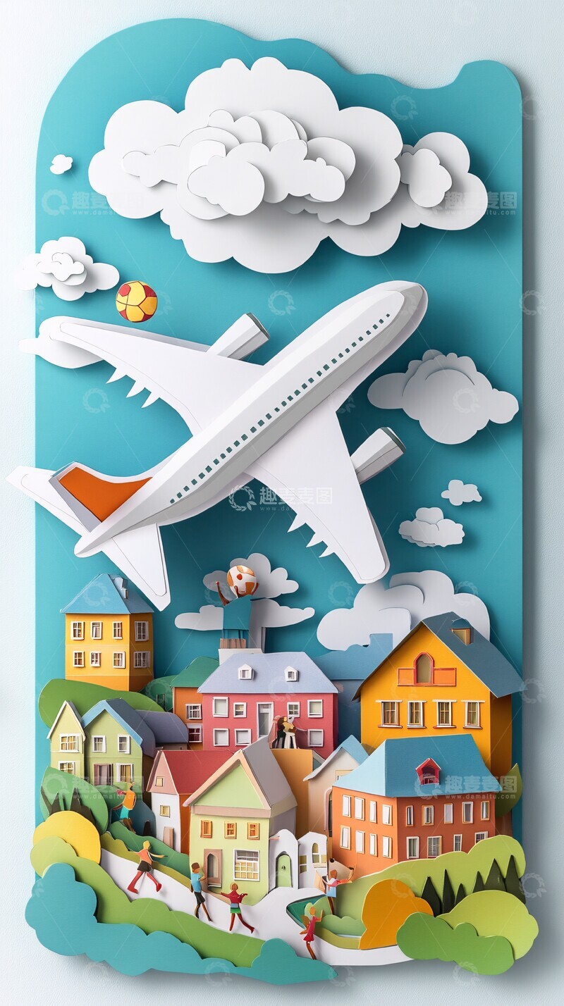 高清大图下载【趣麦麦图】-飞机飞过云朵2