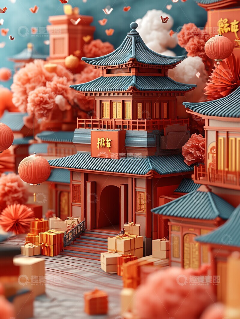 高清大图下载【趣麦麦图】春节烟花礼盒设计1