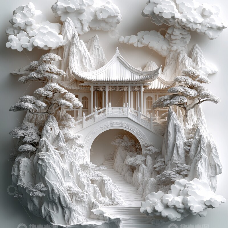 高清大图下载【趣麦麦图】山水亭阁冰雕景观2