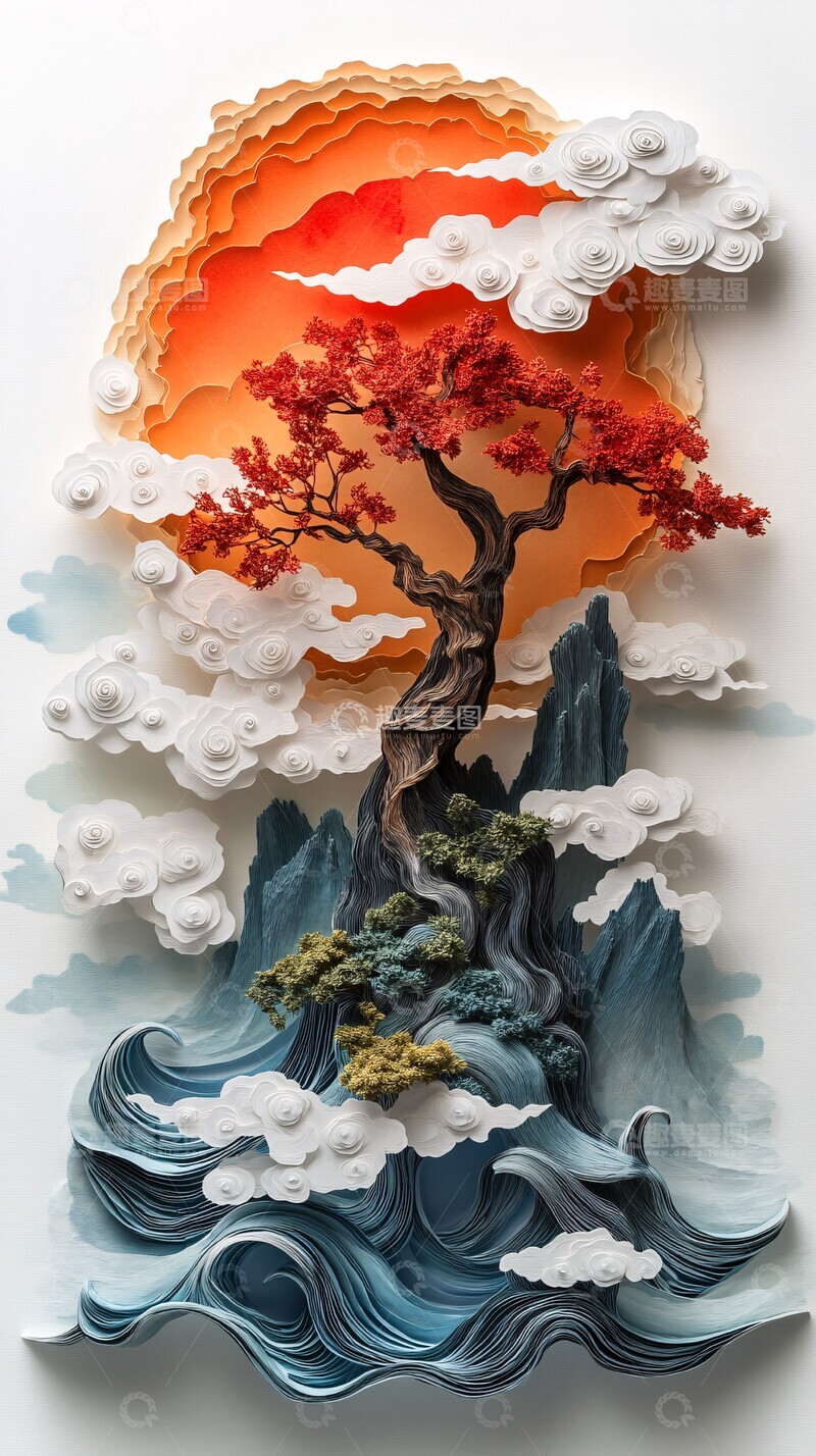 高清大图下载【趣麦麦图】山水云海八卦图