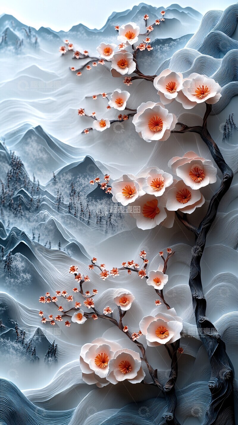 高清大图下载【趣麦麦图】冬日纸艺立体画