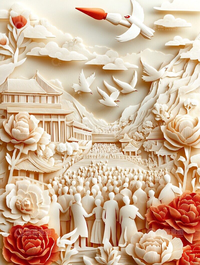 高清大图下载【趣麦麦图】和平盛景纸雕艺术1