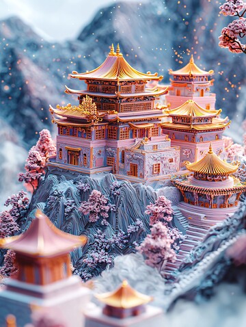 金色屋顶层叠建筑3