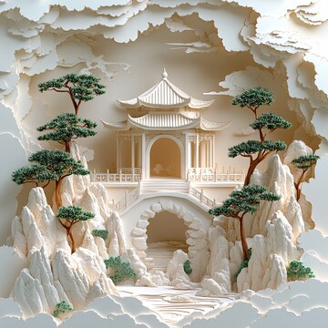 山水亭阁冰雕景观1