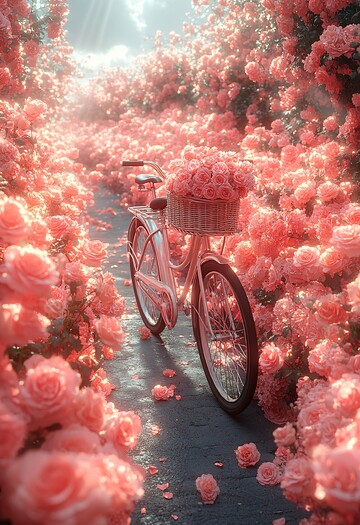 玫瑰海中的自行车