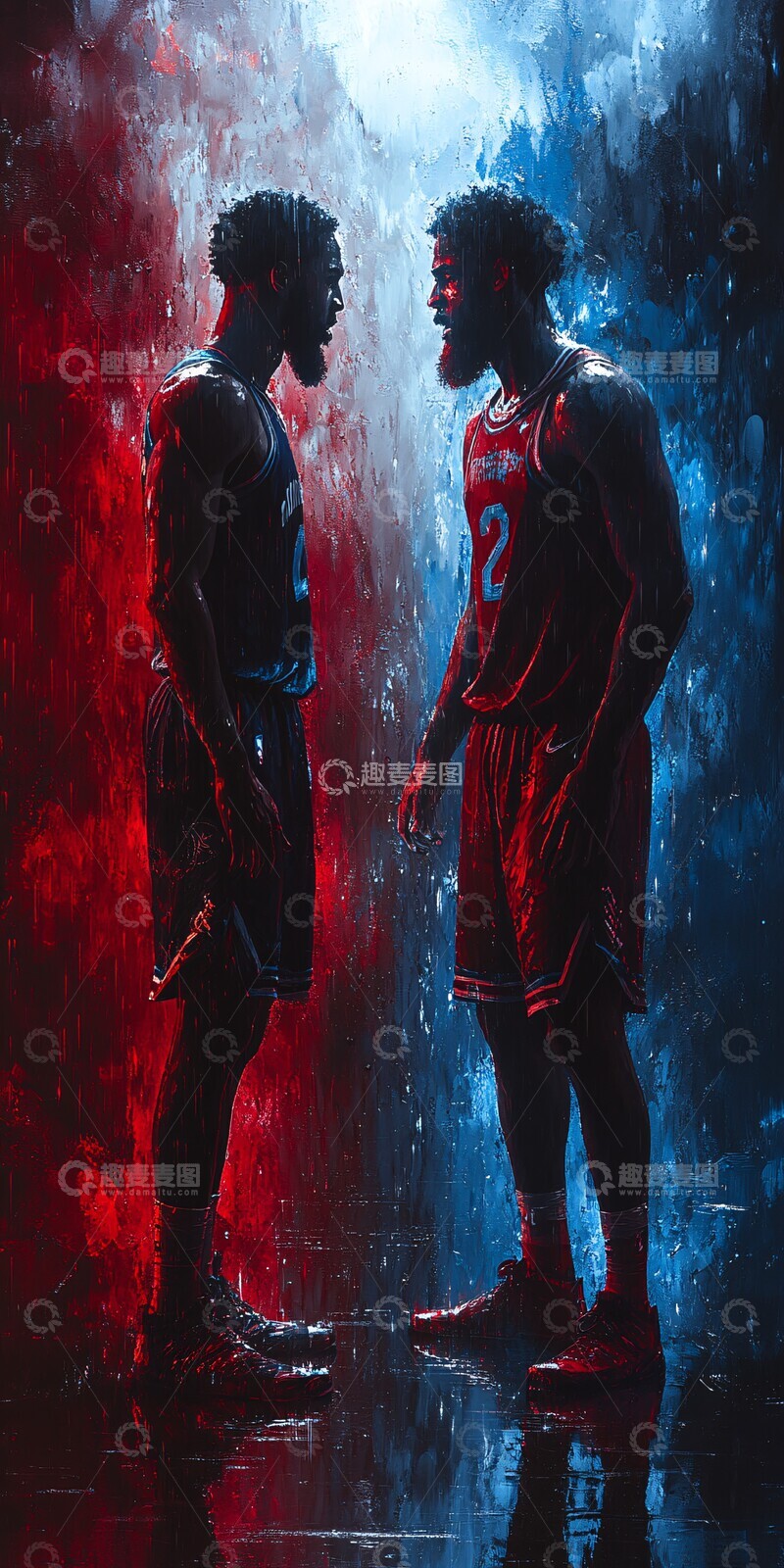 高清大图下载【趣麦麦图】-篮球对决篮球球员对决3