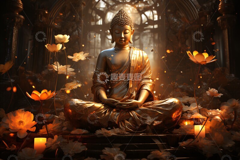 高清大图下载【趣麦麦图】佛像手持莲花1