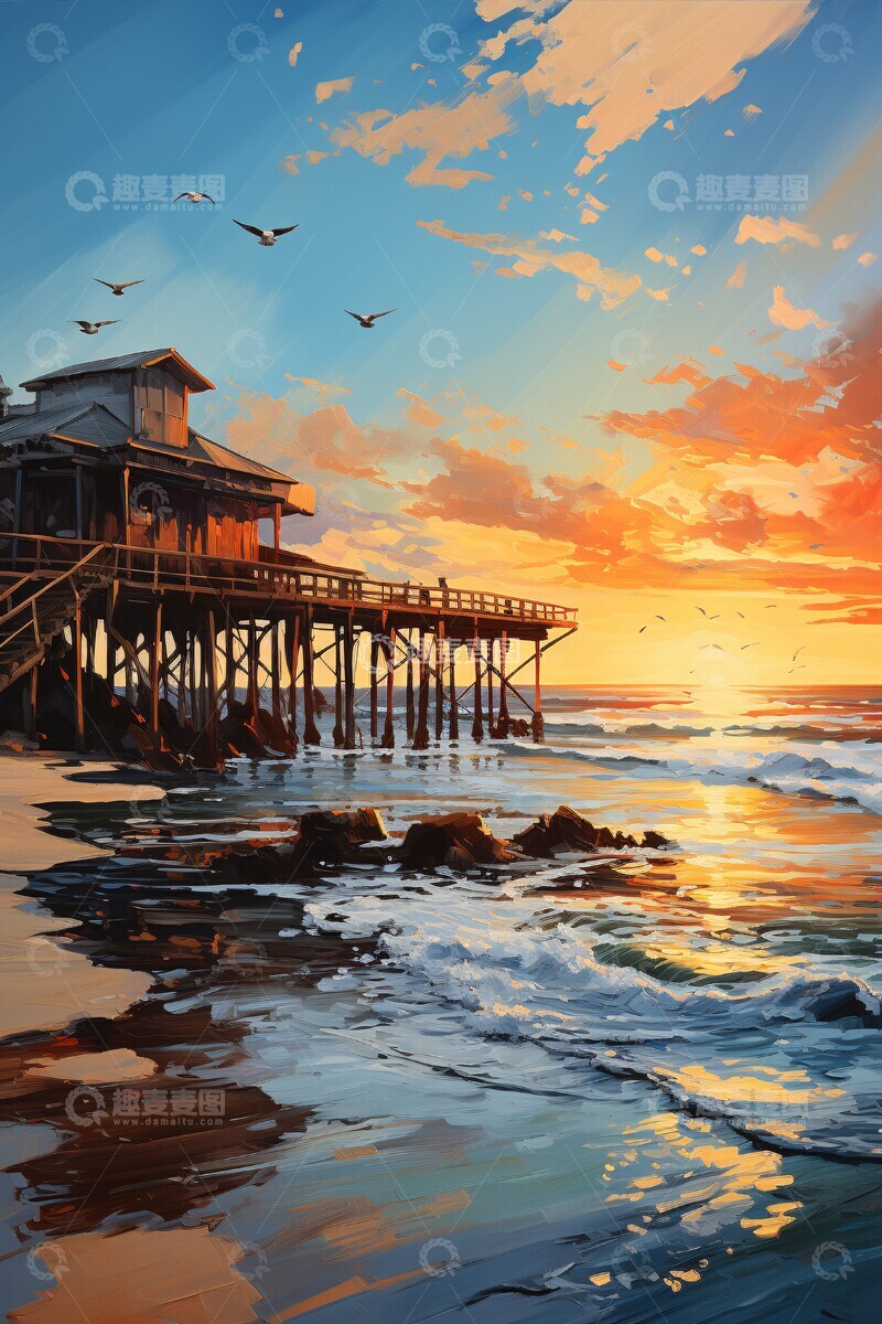 高清大图下载【趣麦麦图】木桥引水鸟栖息