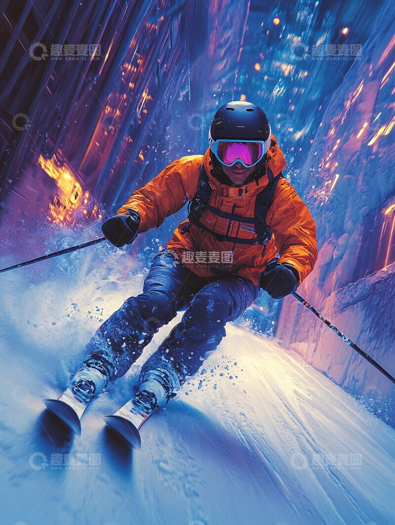 高清大图下载【趣麦麦图】滑雪运动员动态1