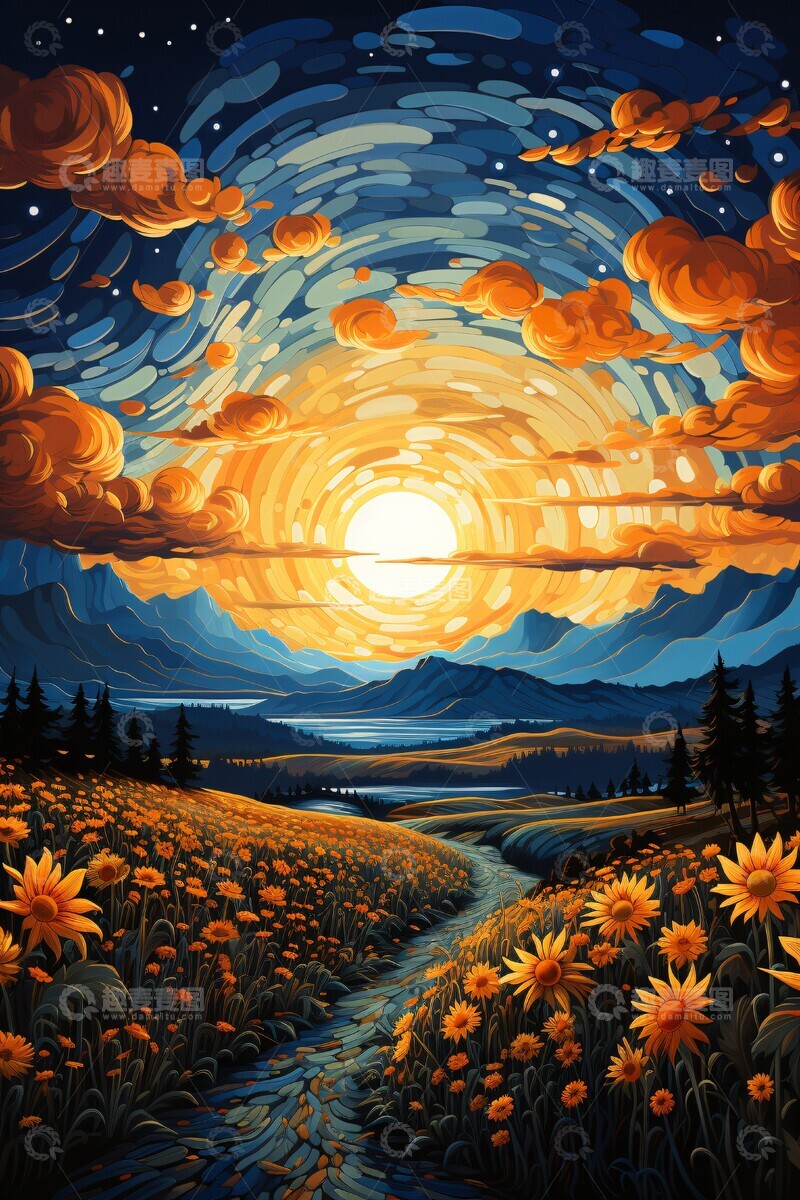 高清大图下载【趣麦麦图】向日葵田与天空1