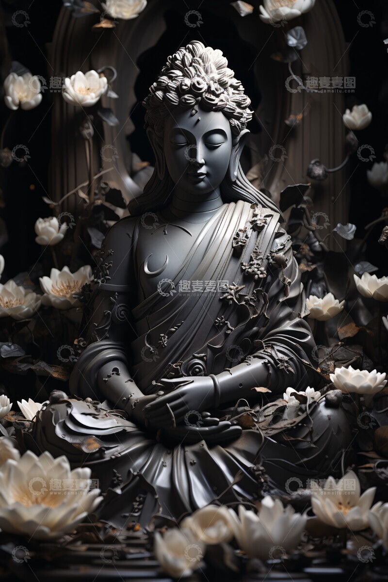 高清大图下载【趣麦麦图】佛像莲花半身像