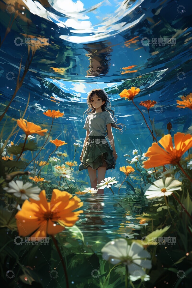 高清大图下载【趣麦麦图】三朵睡莲水中轻1