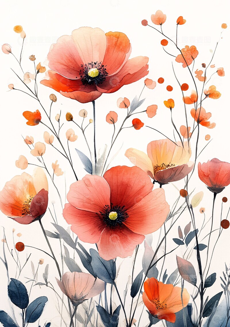 高清大图下载【趣麦麦图】粉色水彩婚礼花框2