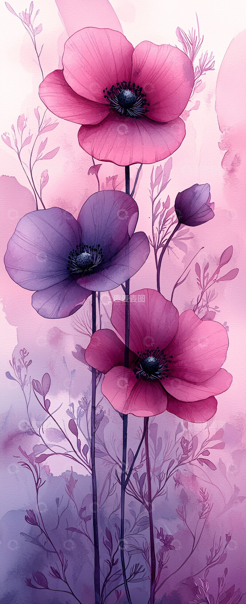 高清大图下载【趣麦麦图】水彩花卉纹样3