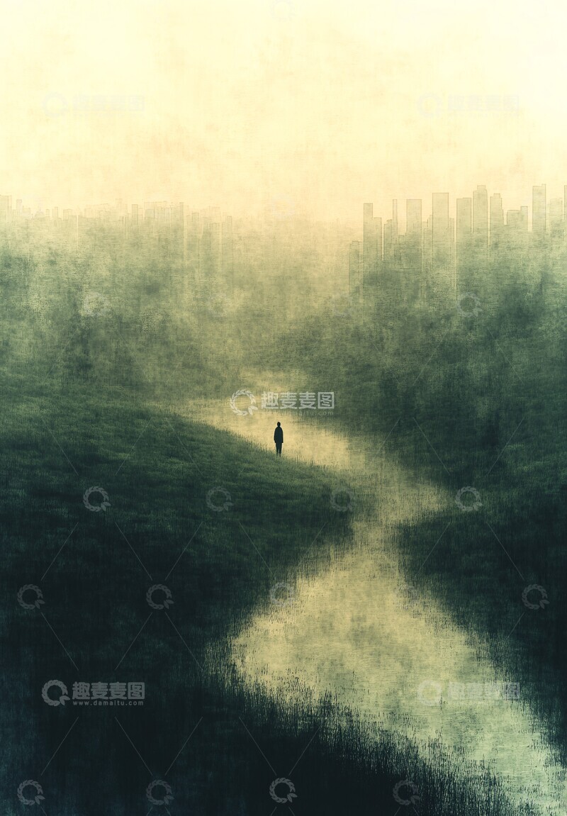 高清大图下载【趣麦麦图】绿野远城绿野远城河流3