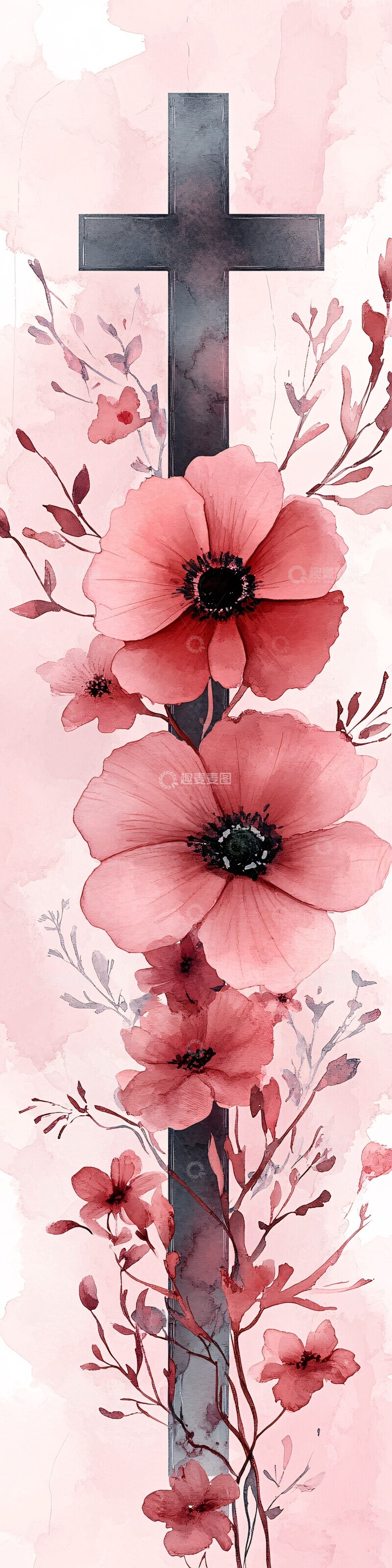 高清大图下载【趣麦麦图】野花十字水彩图案2