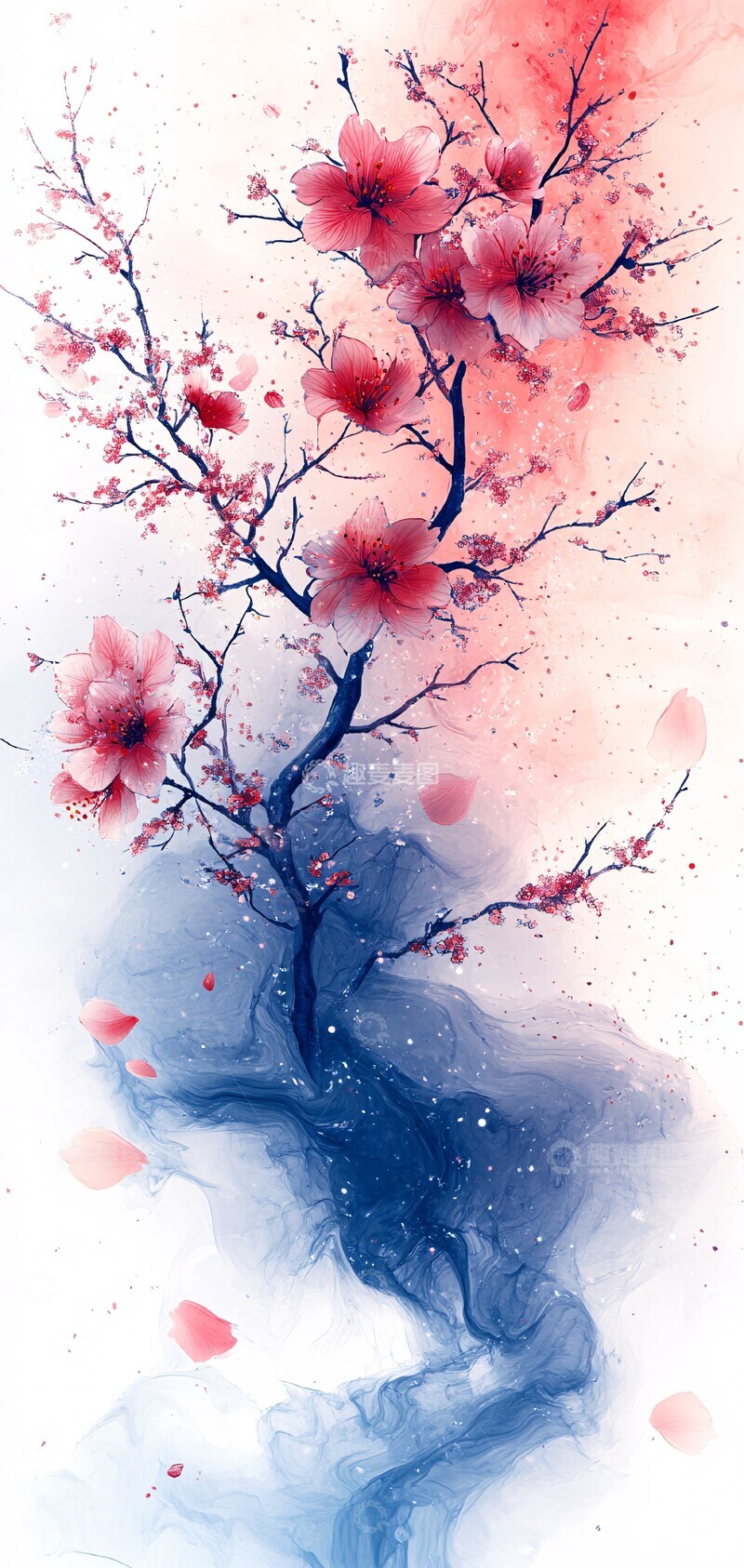 高清大图下载【趣麦麦图】墨石清茶蓝红壁纸3