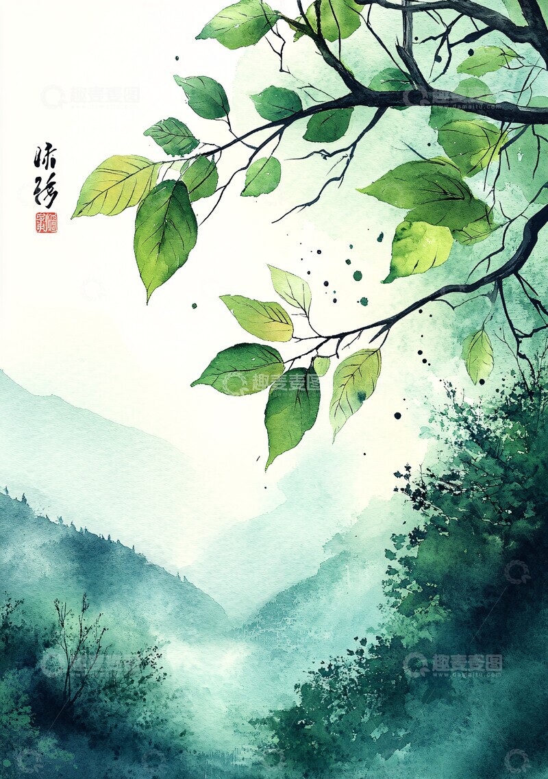 高清大图下载【趣麦麦图】水彩背景框架3