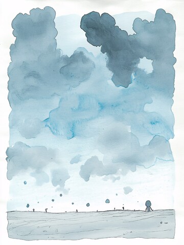 阴郁天空蓝墨水绘3