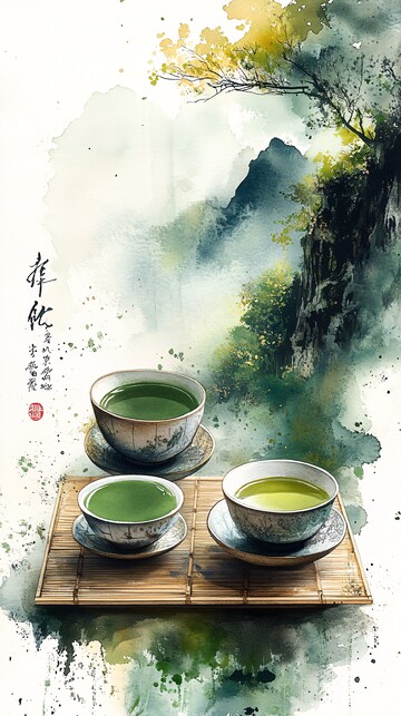 抹茶包装水彩插画2