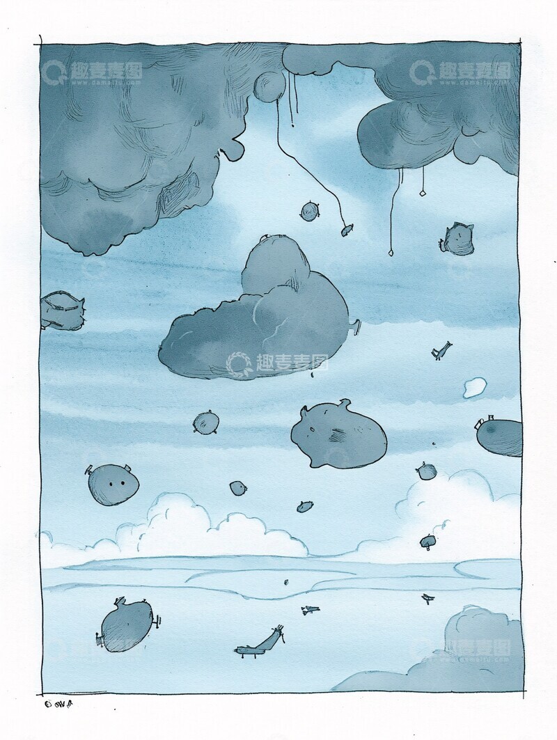 高清大图下载【趣麦麦图】阴郁天空蓝墨水绘2