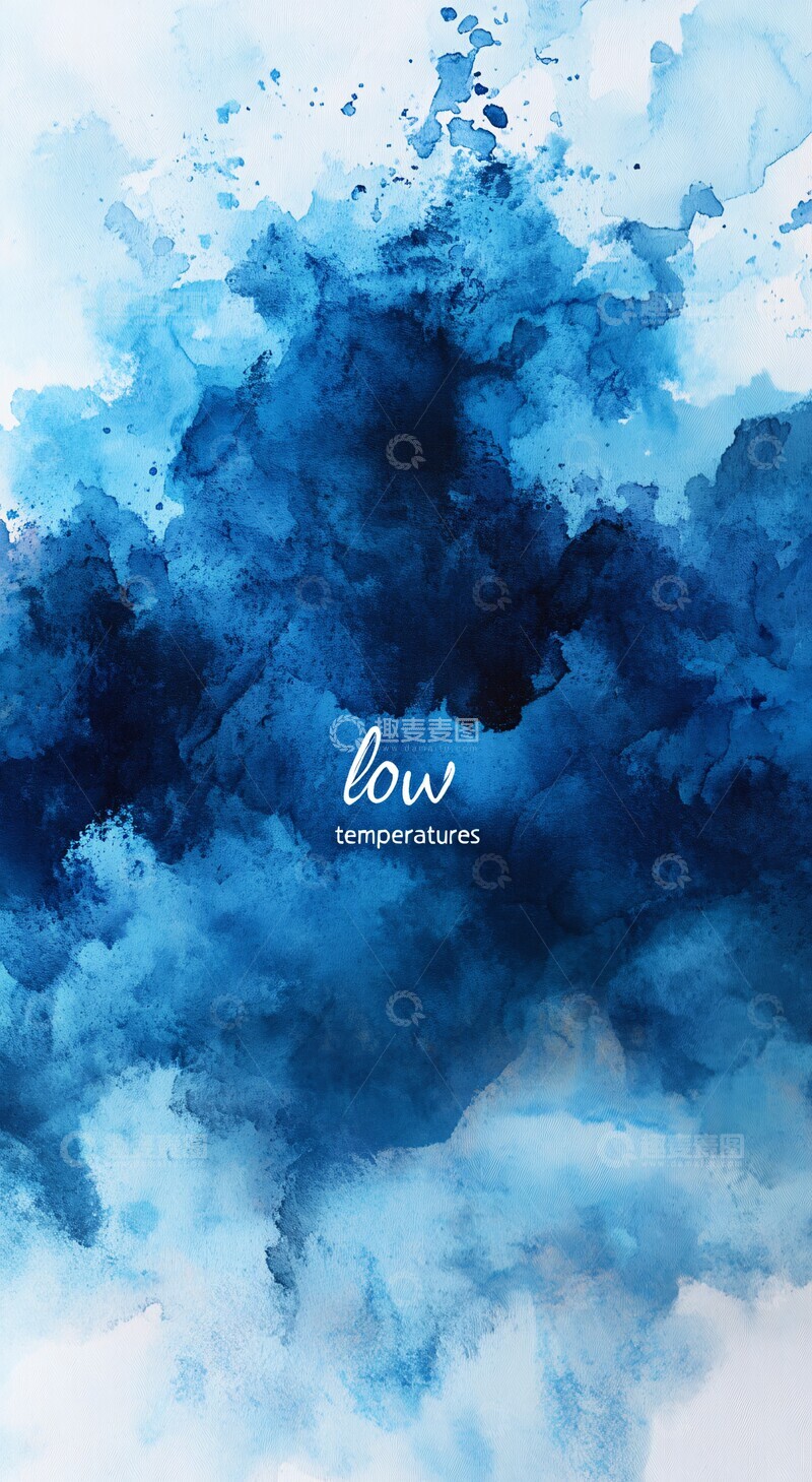 高清大图下载【趣麦麦图】低温蓝色水彩背景3