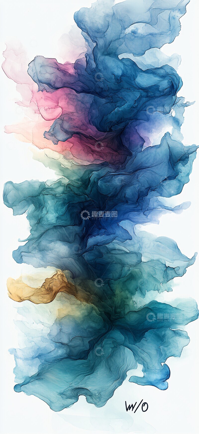 高清大图下载【趣麦麦图】绿蓝水彩抽象3