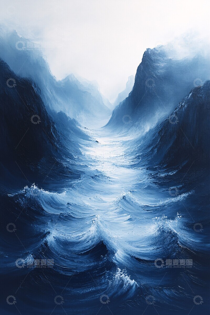 高清大图下载【趣麦麦图】油田蓝灰抽象画3