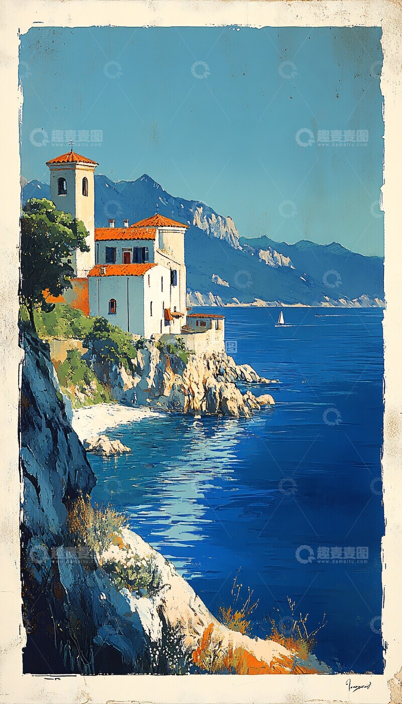 高清大图下载【趣麦麦图】蓝色海浪图案