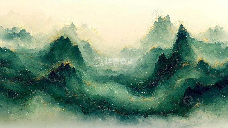 高清大图下载【趣麦麦图】绿色云烟海上行3