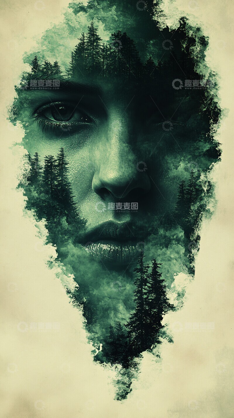 高清大图下载【趣麦麦图】白绿墨影矢量高对比阴影2