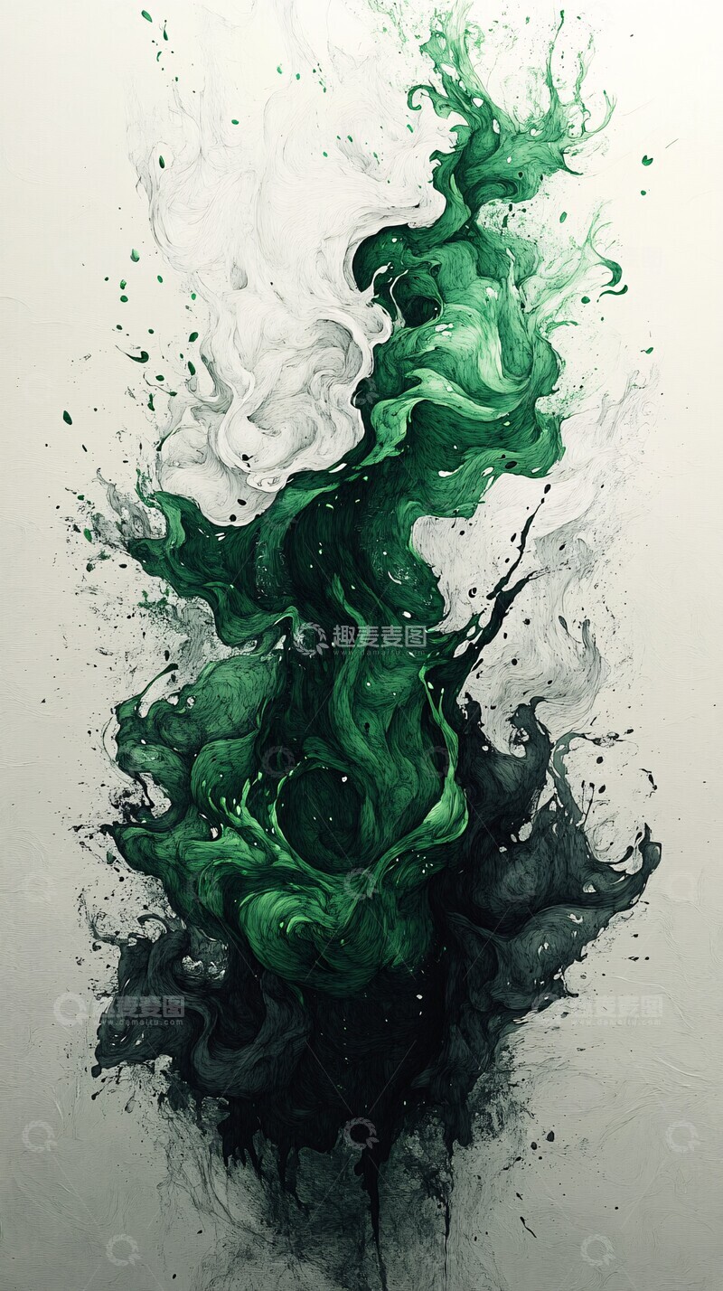 高清大图下载【趣麦麦图】白绿墨影矢量高对比阴影3