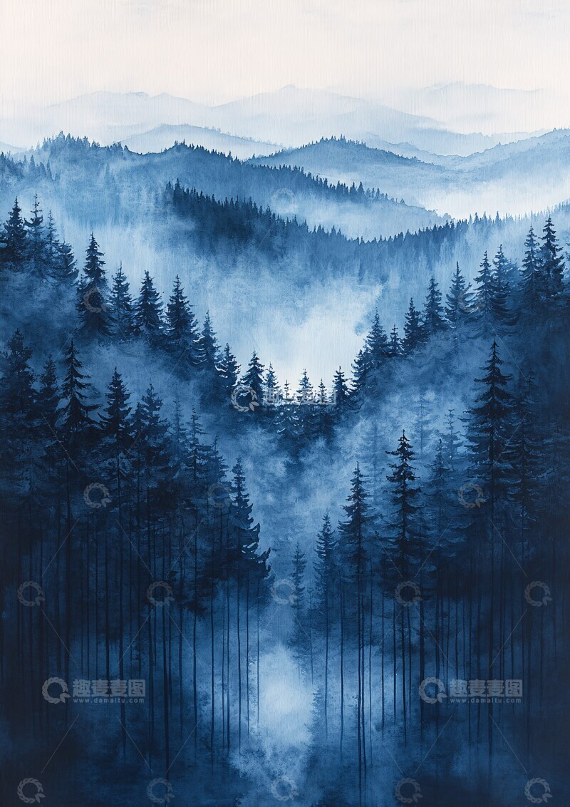 高清大图下载【趣麦麦图】海军灰水彩画1