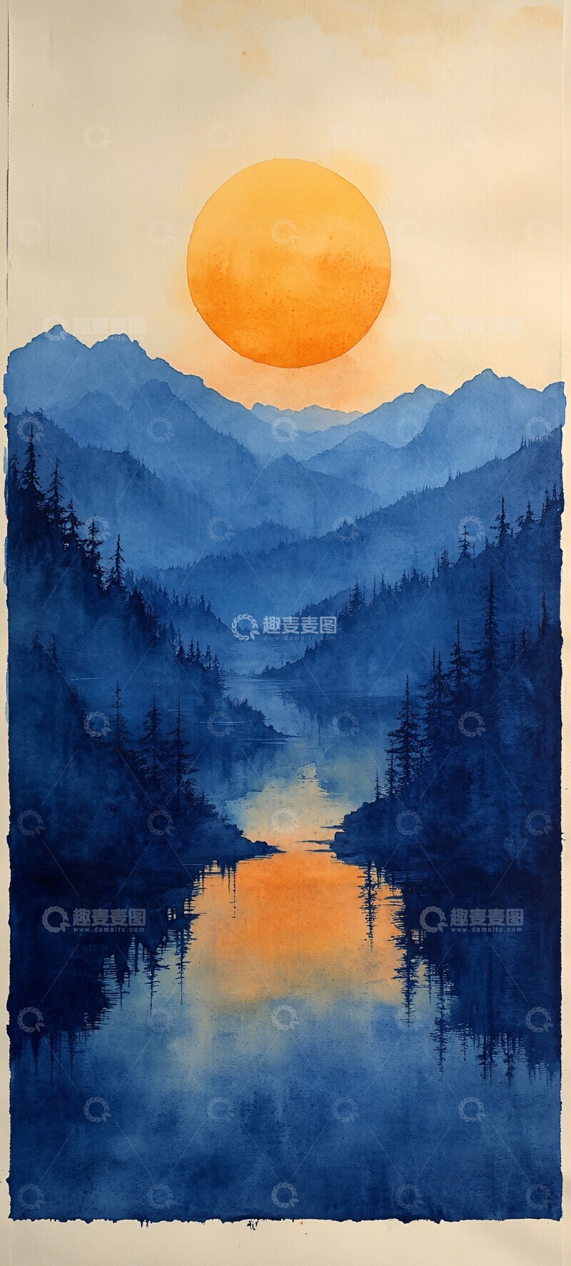 高清大图下载【趣麦麦图】水彩纸本水彩纸本平静3