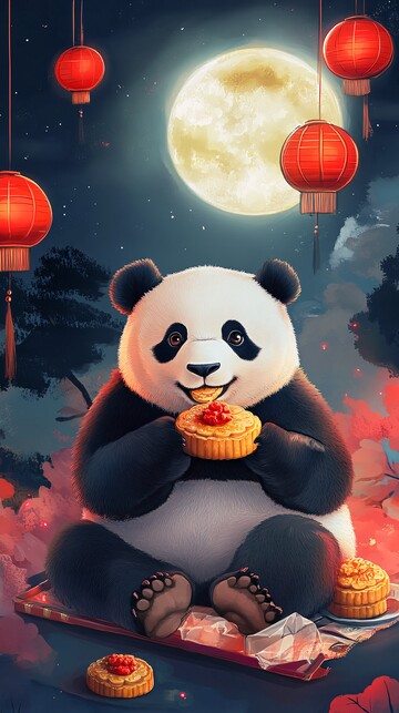 熊猫吃月饼熊猫月饼节日3