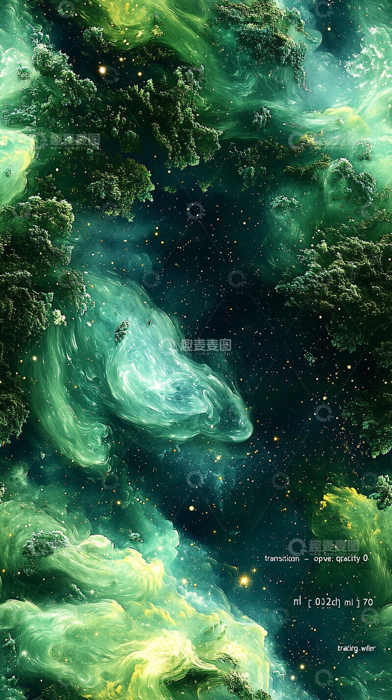 高清大图下载【趣麦麦图】绿染抽象纹样1