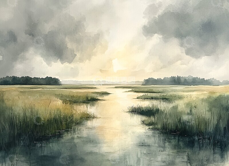 高清大图下载【趣麦麦图】灰绿调子乡村景3