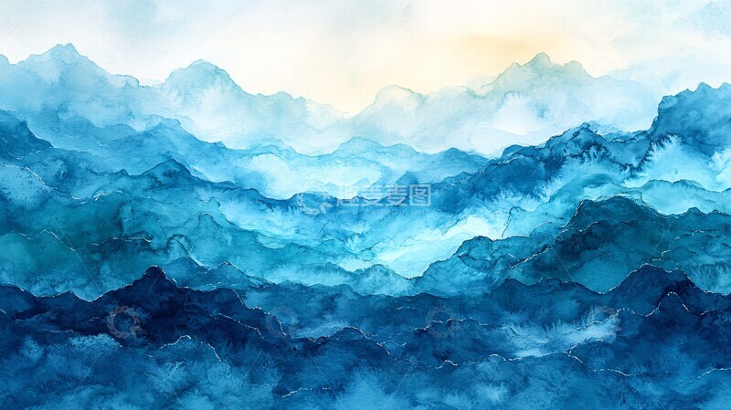高清大图下载【趣麦麦图】蓝绿水彩纹理3