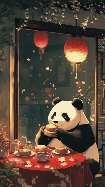 熊猫吃月饼熊猫月饼节日2