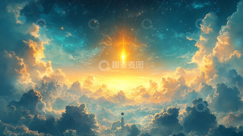 高清大图下载【趣麦麦图】金色流星墨画2