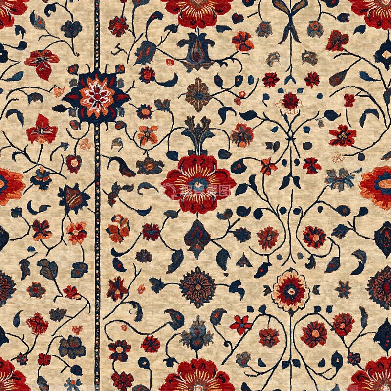 高清大图下载【趣麦麦图】红花朵藤地毯1