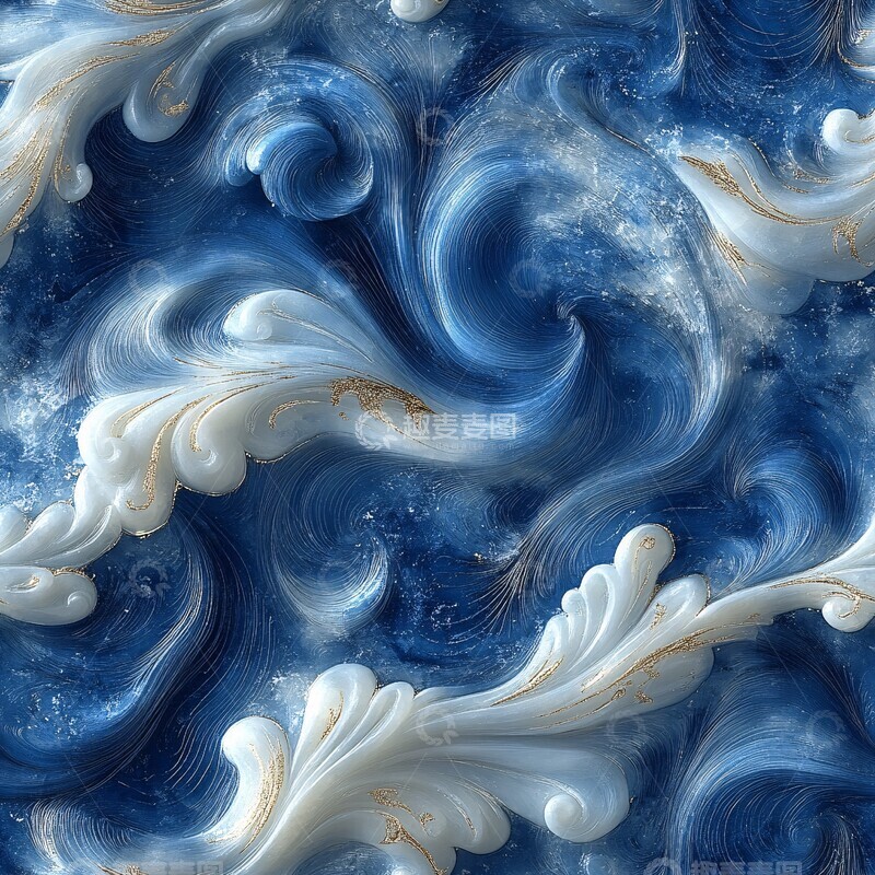 高清大图下载【趣麦麦图】蓝色银纹丝绸布3