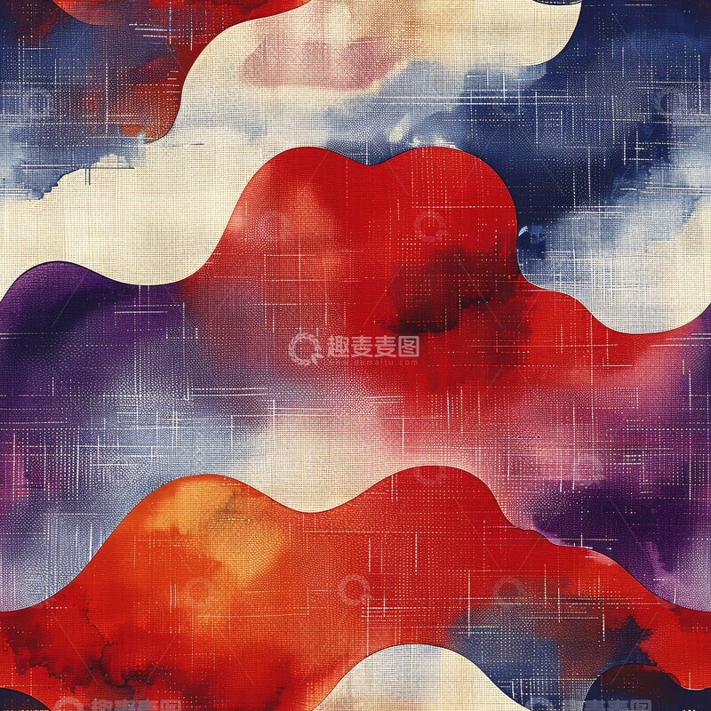 高清大图下载【趣麦麦图】红白蓝抽象布纹3